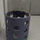 Glass Cups with Lids and Straws (4 Pack), 16oz Drinking Glasses Set with Silicone Sleeves for Coffee Bar Accessories Iced Coffee Cups with Lids, Glass Tumbler Reusable for Gifts (Navy)