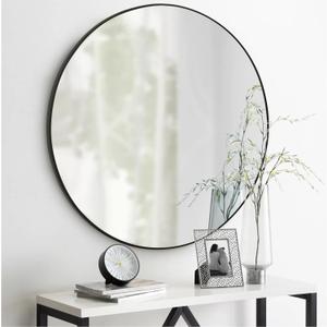 CULER Round Black Bathroom 36 Inch Mirror,Circle Wall Modern Mirror for Bedroom,Hanging Vanity Tempered Glass Mirrors for Entryway or Living Room (36 inch, Black)