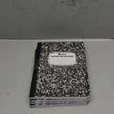 Rosmonde College Ruled Composition Notebooks 5 Pack, 200 Pages (100 Sheets), 9-3/4" x 7-1/2", White & Black Marble Composition Book, Hard Cover, Sturdy Sewn Binding, School, College & Office Supplies