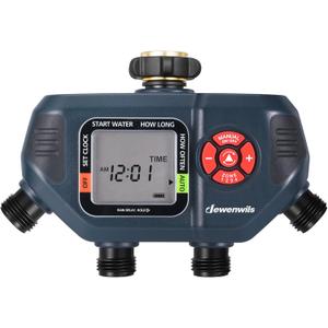DEWENWILS Sprinkler Timer 4 Zone, Water Timer for Garden Hose with Rain Delay/Manual/AUTO Irrigation, Programmable Outdoor Faucet Hose for Yard, Lawn