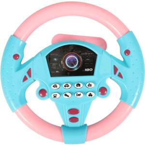 TOYANDON Kids Steering Wheel - Toddler Steering Wheel Toy, Simulated Driving Racing Car Game Controller, Pretend Driving Toy with Light and Music Electric Sounding Effects for Boys Girls (No Battery)