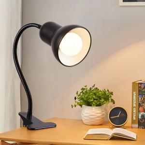 Clip on Desk Lamp, 360 Rotating Ggooseneck Lamp, Ring Light, Revolutionary Eye-Caring Desk Lamp, Portable Clip-On Reading Light for Bedroom and Office, Study Clamp - The Ideal Home Lighting Solution (Black)