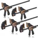 Spec Ops Trigger Clamp for Woodworking 7" Medium, 13" Large, One-Handed Bar Clamp/Spreader 4-Pack