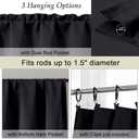 Simplebrand Short Black Cafe Curtains Tier 24 Inch Length 2 Panels Set, Modern Solid Blackout Small Window Kitchen Curtains for Bathroom, Basement, Cabinet, Camper, Black, Each 30" Wx24 L Inches