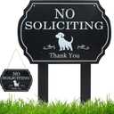No Soliciting Sign for House Funny Metal No Soliciting Yard Sign, No Solicitation Sign for Home and Business (Black, Dog)
