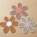 Maitys 3 Pieces Boho Daisy Wall Decor Natural Rattan Flower Wall Hanging Art Wooden Boho Art Nursery Flowers Farmhouse Hanging Decor for Home Office Nursery 