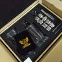 Whiskey Decanter Gift Set with Handcrafted Wooden Box, Twisted Bourbon Decanter, 2 Crystal Glasses, 8 Stainless Steel Ice Cubes, 2 Slate Coasters and Tongs, Whiskey Gifts for Men Dad