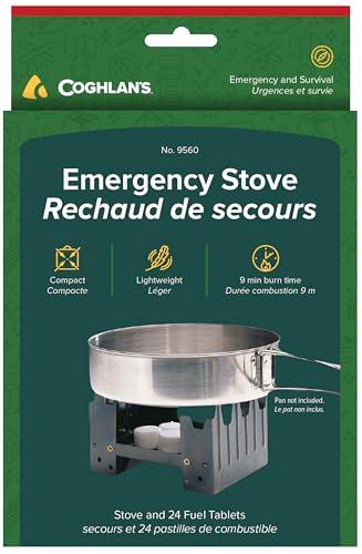 Coghlan's Emergency Stove - Lightweight, Portable Camping Stove for Backpacking, Survival, and Outdoor Cooking - Foldable Design with 24 Fuel Tablets Included (Compact for Travel and Storage)