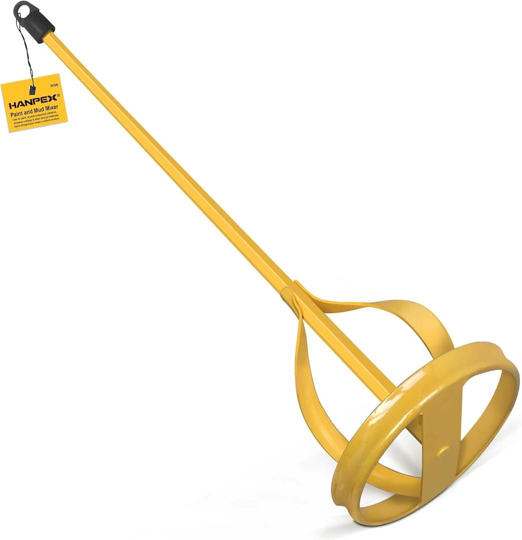 Paint and Mud Mixer, Paint Stirrer for Drill in 1 to 5 Gallon Bucket, Suitable for all Standard Drill Bits, Hex Head Anti-slip, Easy Clean, Painting and Plastering Mixer Stirrer Tool (Yellow)