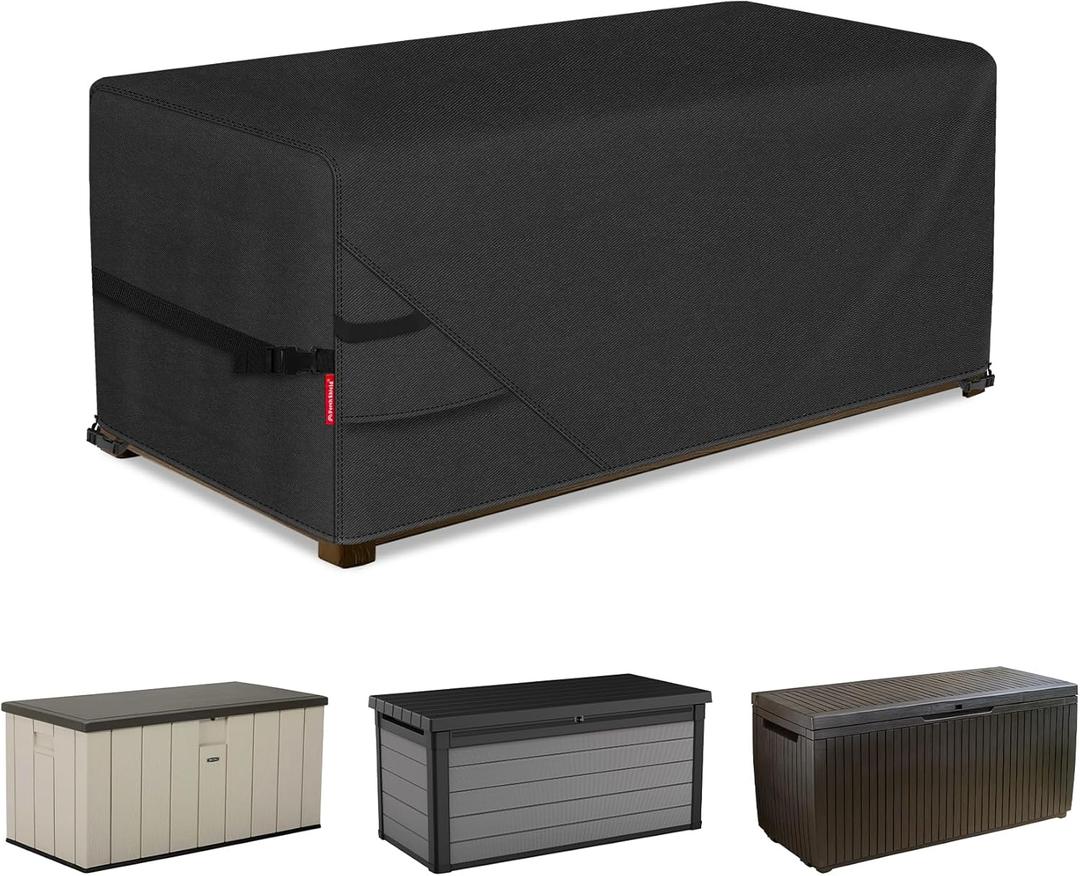 Porch Shield Patio Deck Box Storage Cover - 600D Outdoor Waterproof Cover for 150-230 Gallon Box Tear Resistant Rectangular Fire Pit Table Covers 62 x 29 x 28inch Black