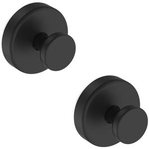 Bntuk Suction Cup Hooks for Shower, Removable Towel Hooks for Bathroom Window Glass Door Wall, Bath Robe Looafh Wreath Hook for Hanging - 2 Pack, Black