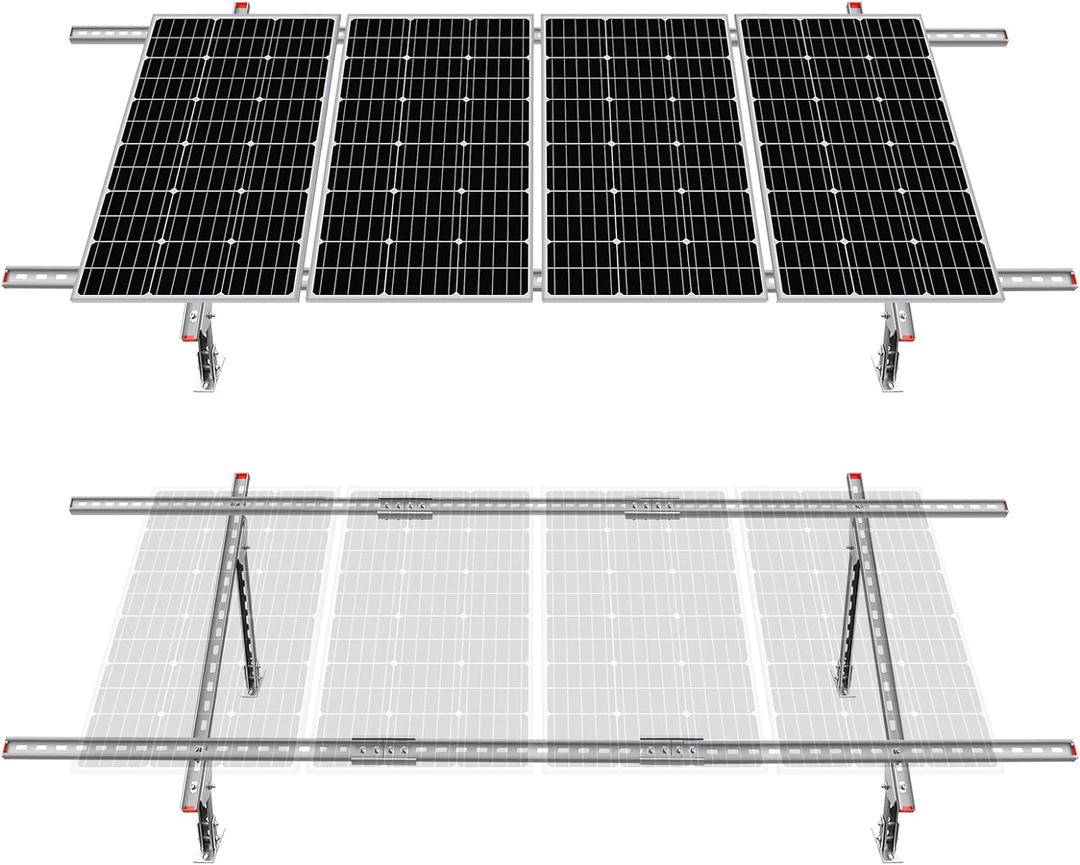 ECO-WORTHY Adjustable Multi-Pieces Solar Panel Mounting Brackets Kit System for 1-4pcs Solar Panels Solar Ground Mount (1-4pcs Bracket System)