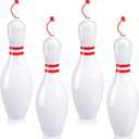 Funtery 4 Set Bowling Lovers Gifts for Men Women 25 oz Reusable Bowling Pin Plastic Water Bottles with Straws and Lids Sports Fans