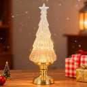 Christmas Tree Snow Globe Lantern Warm Light with 6H Timer Water Snow Globe Lantern USB & Battery Operated for Christmas Festival Decorations Gifts (Gold Tree)