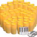 48 Pack Flameless Candles with Remote & 24H Timer - Waterproof Battery Operated Decorative Candles,3 Sizes(4" 5" 6" inch) for Home Decor, Wedding, Christmas, Party (Warm White)