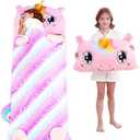 Kid Sleeping Bag with Pillow - Larger Nap Mat - Plush Slumber Bag for Boys Girls Daycare Preschool Kindergarten Birthday Gift Travel Sleepover Ages 3-12 Years, Size 03