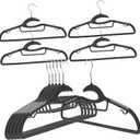10pcs Non Slip Sweater Hangers Extra Wide Plastic Hangers for Space Saving Adult Clothes Organizer for Home and Closet Thick Design (Black)