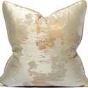 vctops Gold Decorative Luxurious Throw Pillow Covers Jacquard Square Cushion Cases Pillowcase for Bed Sofa Couch Chair Car Home Decor (Champagne,18"x18")