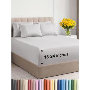 Extra Deep Cal King Sheet Set - 6 Piece Breathable & Cooling Sheets - Hotel Luxury Bedding Set 18-24 Inch Extra Deep Pockets - Easy Fit, Super Soft, Wrinkle Free & Comfy - French Grey, Cal King Size