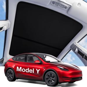 Wigoo Tesla Model Y Sunshade Roof [Never Sag, Nano Ice-Crystal Coatings] 3-Gen Heat Insulation Glass Roof Sun Shade, Accessories for Tesla Model Y 2020~2025, Black