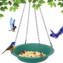 Hanging Bird Feeder, Hanging Bird Feeder Tray 16 inch for Attracting Birds, Birdfeeder Hanging for Garden Yard Outside, Green