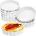 Foraineam Set of 8 Pieces Porcelain Shallow Ramekins, 5 Ounce Creme Brulee Ramekin Dishes Round Baking Ramekins Set