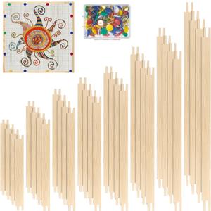 Foxtell 16 Sets Needlepoint Stretcher Bar Set, 8 Sizes Stretcher Bars for Needlework Art Supplies Wooden Canvas Stretcher Bar Set with 100 Pins Regular Stretcher Bars for Needlepoint Frame Set