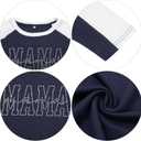 Long Sleeve Mama Shirts for Women Mama Letter Printed T Shirt Auntie Graphic Tees Funny Mom Pullover Top (Blue, XL)