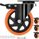 QNCZ Caster Wheels, 5 Inch Heavy Duty Casters Set of 4, Silent Industrial Casters Load 2600lbs, Swivel Casters for Furniture, Workbench and Cart Wheels