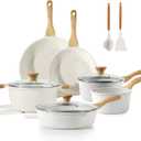 SENSARTE Nonstick Ceramic Cookware Set 16-Piece, Healthy Pots and Pans Set, Non-toxic Kitchen Cooking Set with Stay-Cool Handles, Silicone Utensils and Pot Protectors, PFAS/PTFE/PFOA Free