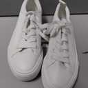 SERNIAL Womens White Platform Sneakers PU Leather Platform Shoes Walking Shoes for Women(White, US6.5)