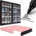 D DACCKIT Card Binder 16 Pocket - Fits 1024 Cards，4X4 Ringless Card Album with Sleeves for Trading Cards & Sports Cards (Model A, Light Pink）