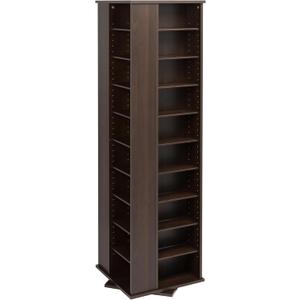 Prepac 4 Sided Revolving Display Cabinet, Black Storage Cabinet with 36 Adjustable Shelves Narrow DVD Storage Cabinet Ideal for Living Room 18.75" D x 18.75" W x 65" H