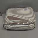Comforter Set Queen Size Striped Soft Luxury Washed Microfiber Jacquard 3 Pieces Bedding, White Dark Brown Vertical Ticking Stripes Comforter with 2 Pillowcases Breathable Durable Comfy