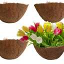 4PCS Coco Liner for Hanging Basket 24 Inch Round 100% Natural Planter Liner Replacement Plant Basket Liners Coco Fiber Liner for Garden Planters Coconut Coir Liner Flower Pot for Hanging Basket