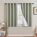 H.VERSAILTEX Linen Curtains 100% Blackout Curtains for Bedroom 45 inch Long Full Light Blocking Nature Linen Blended Window Curtains for Living Room Nickel Grommet (2 Panels, Heathered Tea)