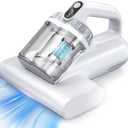 Mattress Vacuum Cleaner, 17Kpa 650W Bed Vacuum Cleaner, 273nm UV-C Light & Ultrasonic 145F Heating, 80000 RPM/Min Brushroll Rotation, Wide Suction Port for Pillows Cribs Sofa, White Corded