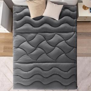 BDEUS Queen Mattress Topper, Ergonomic Zoned Bed Topper for Back Pain, Breathable and Moisture-Wicking Pillow Top with Deep Pocket, Soft Quilted Mattress Pad Queen Size- 60"x80" Gray 