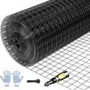 Tongmo 16" x 100' Black Hardware Cloth, 1inch Mesh Chicken Wire Fence, 19 Gauge Vinyl Coated Wire and Welded Wire Roll,Garden Fence, Poultry Netting for Rabbit/Duck/Chicken Coop