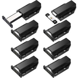 Zonon 8 Pack Magnetic Push Latch Heavy Duty Push to Open Cabinet Hardware Release Touch Latch and Catch Press Out Magnet for Large Door Cabinet Kitchen Drawer Lock (Black)