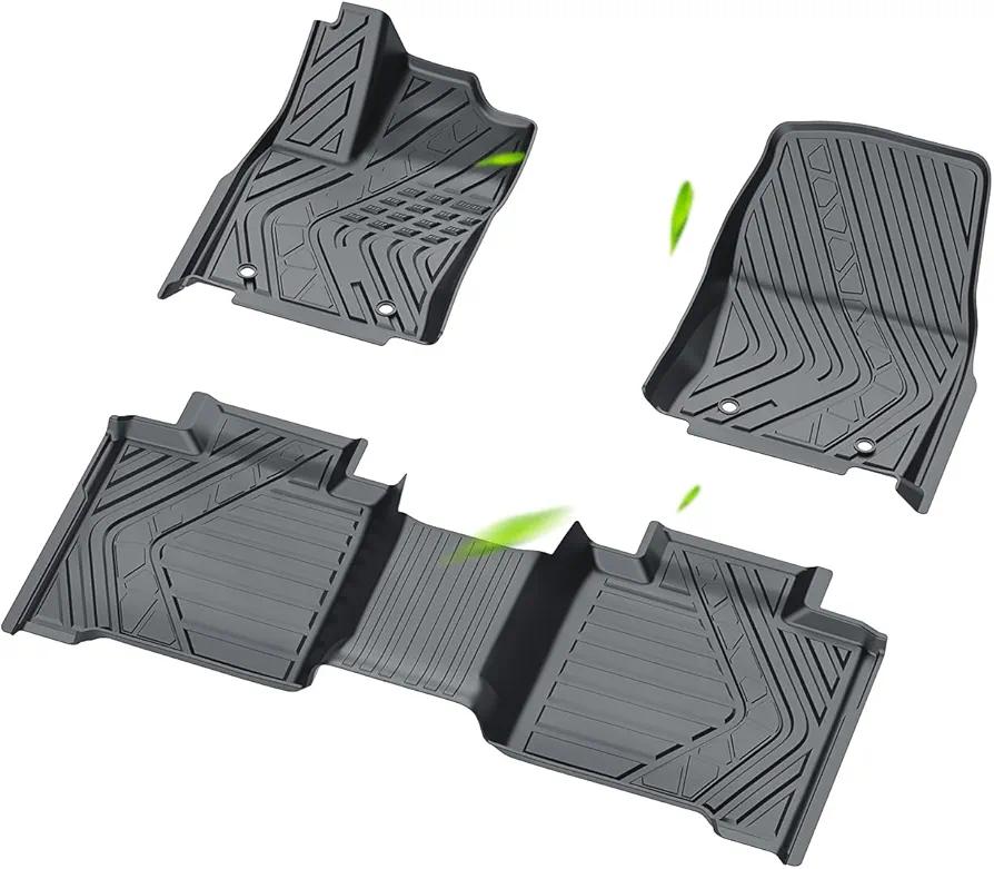 Floor Mats Fit for Toyota Tundra 2022 2023 2024 (Only for CrewMax Cab), Custom Fit All Weather TPE Floor Liners, Front & 2nd Row Car Mats (Black, Set of 3)