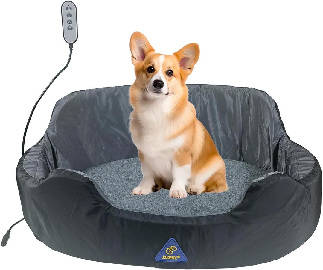 Heated Orthopedic Dog BedsHeating Pad Reversible (Cool & Warm),26 x 16.5Heated Cat Bed for Medium Small DogsCatsPet Pad with Removable Cover Non-Slip Bottom WashableGrey (black)