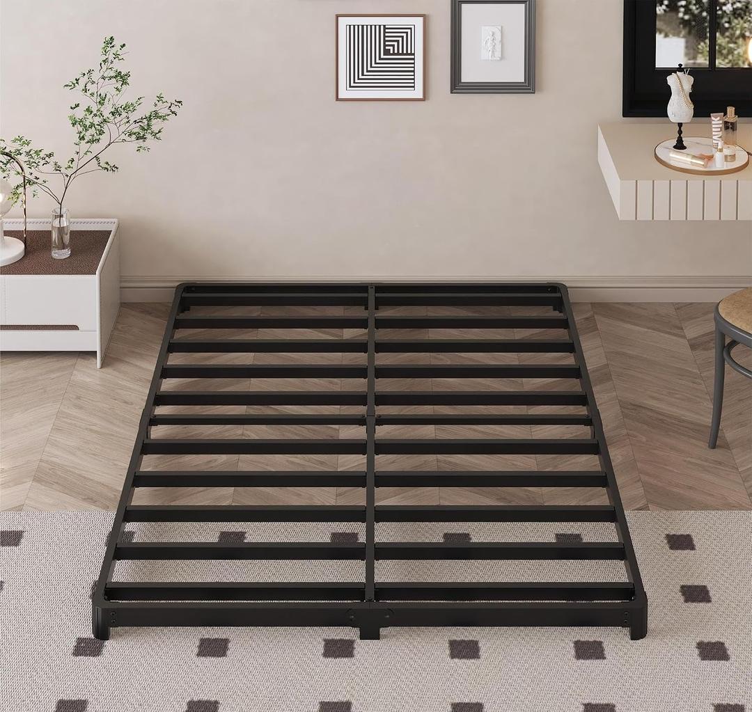3 inch King Bed Frame with Rounded Corner, Low Profile Bed Frame