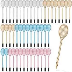 60 Pcs Tennis Racket Gel Pens Tennis Party Favors Sport Gifts for Team Fidget Toy Novelty Badminton Rollerball Pens for Home Office School Student