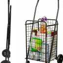 DMI Utility Cart with Wheels to be used for Shopping, Grocery, Laundry and Stair Climber Cart, Weighs 7.5 Pounds but holds up to 90 Pounds, Compact and Foldable, Black