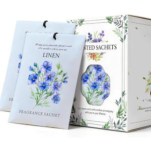 Linen Scented Sachet Bags - 12 Pack Drawer & Closet Freshener, Long Lasting Odor Eliminator for Wardrobes, Cars & Storage, Home Fragrance Air Freshener Sachets