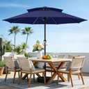 AreShark 11ft 2 Tiers Patio Umbrella - Outdoor Umbrella Waterproof UV Protection, Market Table Umbrella w/ 8 Sturdy Ribs&Crank for Pool, Porch, Garden(Navy)