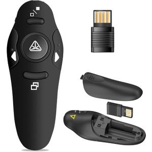 Presentation Clicker Wireless Presenter Remote USB Control Powerpoint PPT Clicker, Laser Pointer RF 2.4GHz Presenter Remote Google Slide Advancer Powerpoint Clicker for Computer/Laptop/Mac/Keynote (A-Red Light)