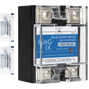 Solid State Relay SSR-25AA AC to AC Input 70-250VAC to Output 24-480VAC 25A Single Phase Plastic Cover