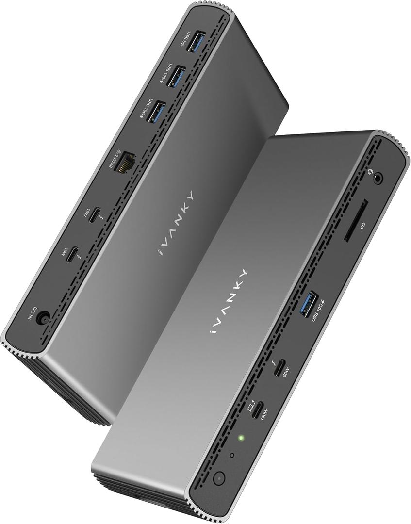 iVANKY Intel Certified Thunderbolt 5 Dock, FusionDock Pro 3 Docking Station Dual 6K@60Hz for MacBook M1/M2/M3/M4 Pro/Max, Triple Display for Windows TB5/4, 180W Power, 120Gbps, 2.5GbE 11-in-1 Hub